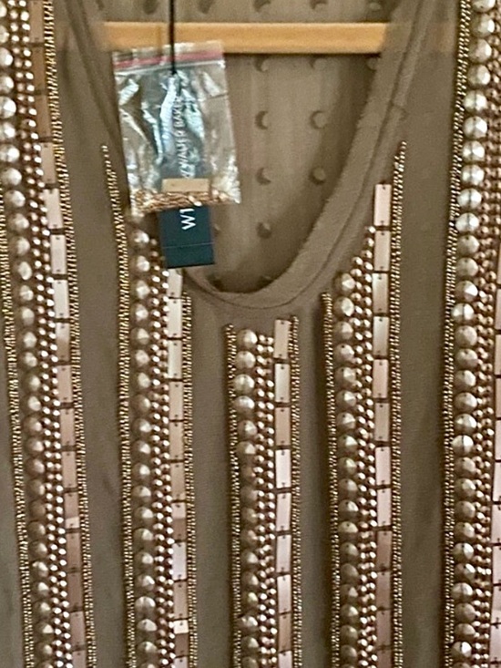 W118 by Walter Baker Tops - WALTER BAKER W118  BEIGE BEADED ALLIE TOP  SIZE MEDIUM